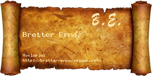 Bretter Ernő névjegykártya